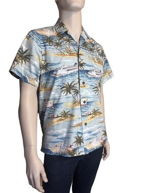RJC Hawaii USA Hawaiian Tike Shirt Tropical Cruise Ships Hula Dancers Cotton